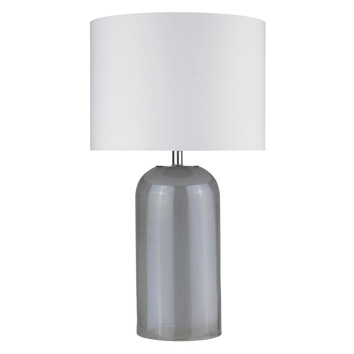 Trend Home 1 Light Table Lamp Grey Glass Body and Polished Nickel Accents
