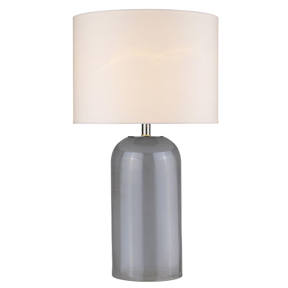 Trend Home 1 Light Table Lamp Grey Glass Body and Polished Nickel Accents