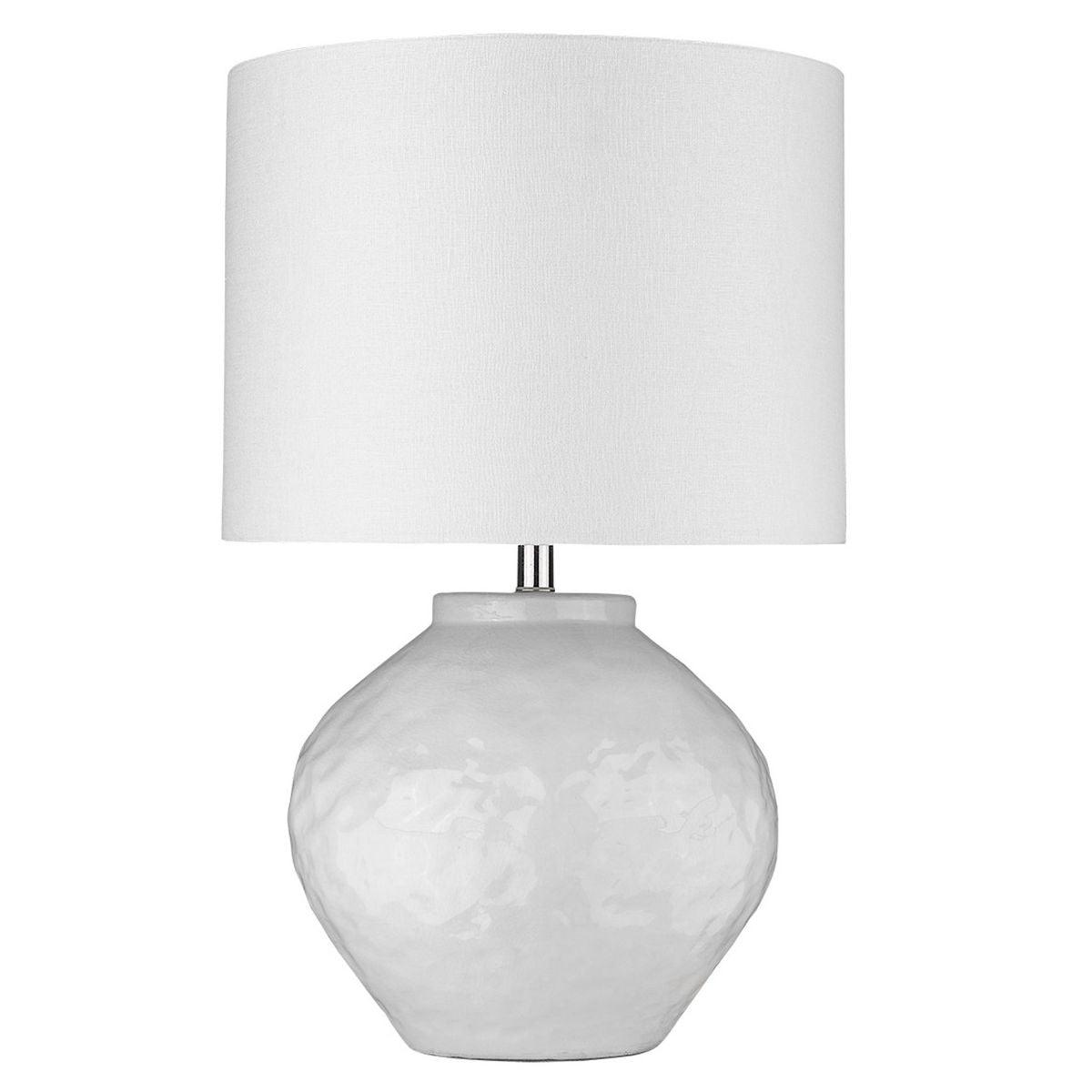 Trend Home 1 Light 26 inches Table Lamp White Hammered Ceramic Body and Polished Nickel Accents