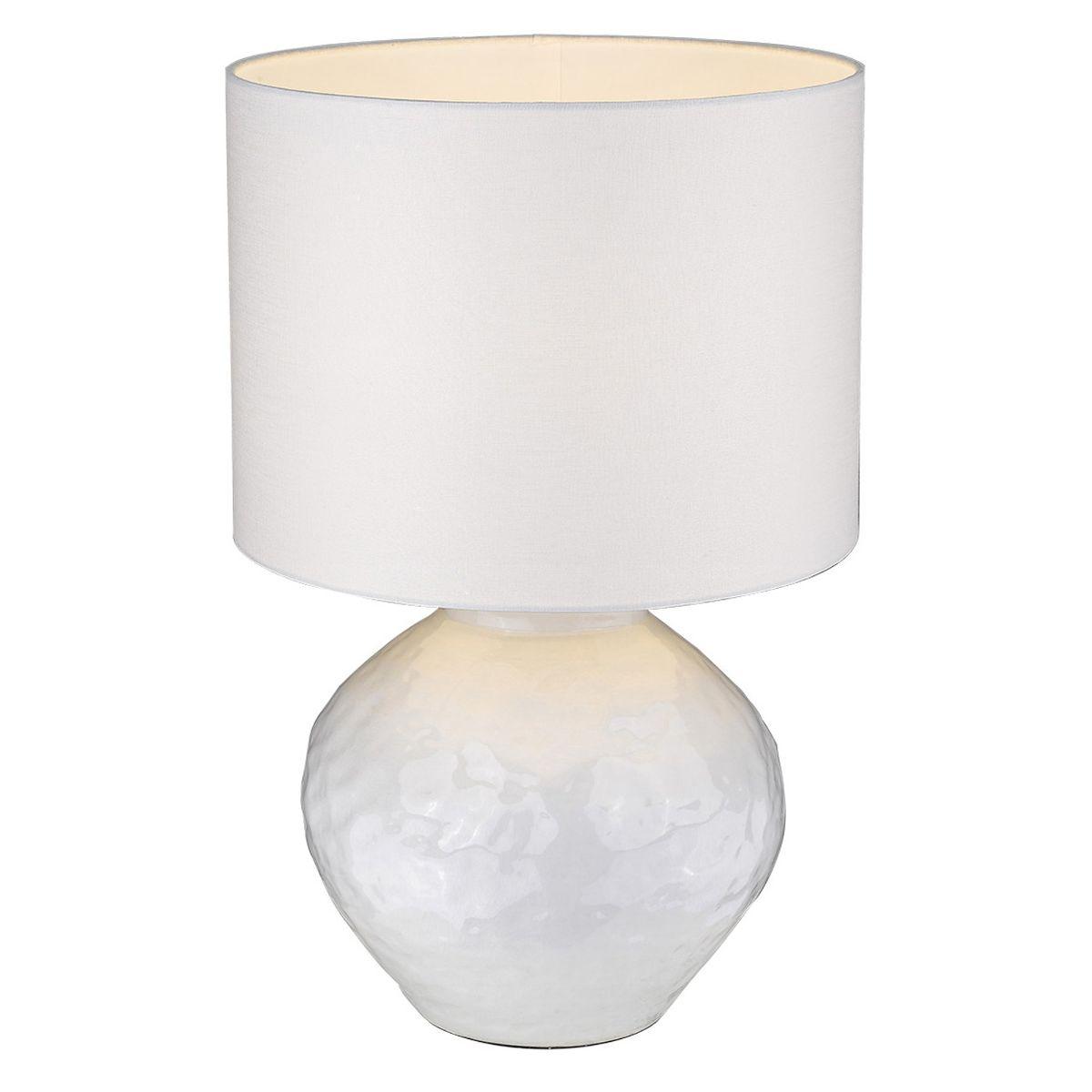 Trend Home 1 Light 26 inches Table Lamp White Hammered Ceramic Body and Polished Nickel Accents