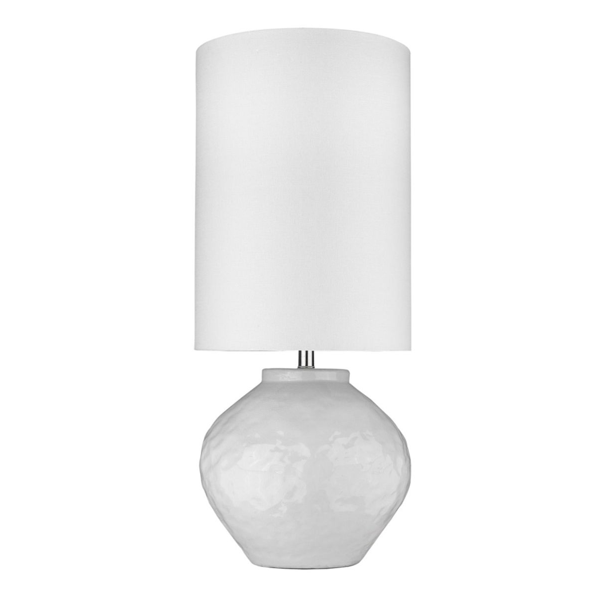 Trend Home 1 Light 40 inches Table Lamp White Hammered Ceramic Body and Polished Nickel Accents