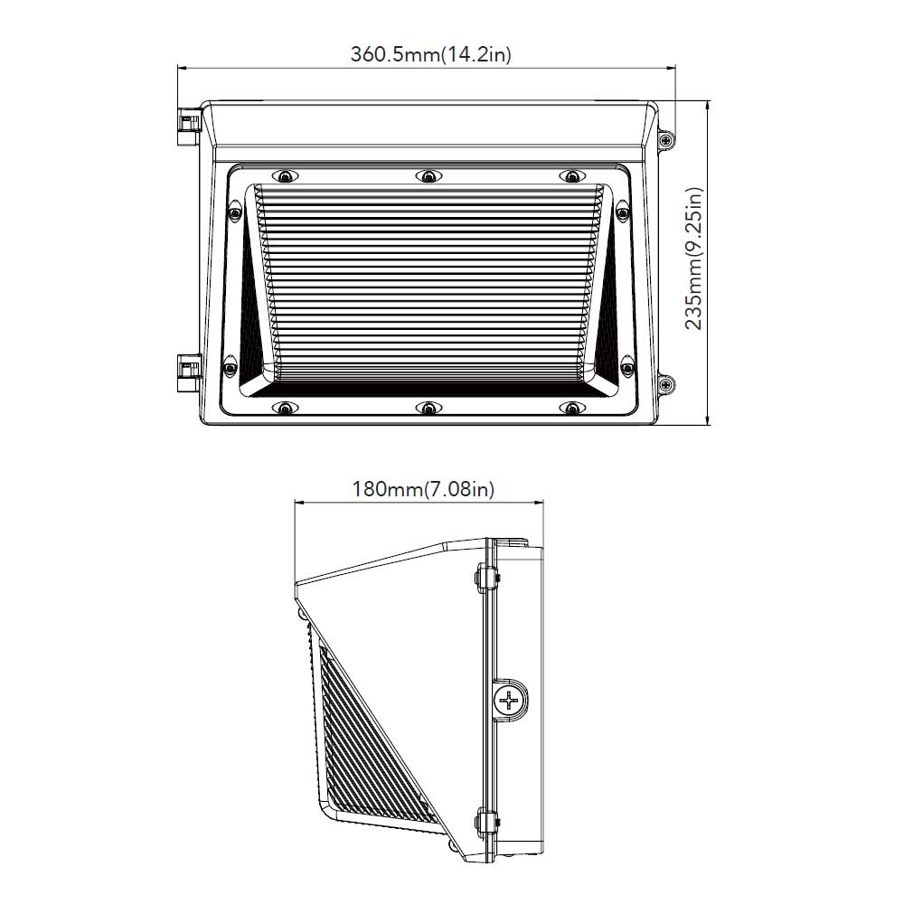 LED Wall Pack, 100 Watts Adjustable, 12000 Lumens, 30K/40K/50K, 120-277V - Bees Lighting