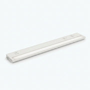 White undercabinet LED light bar with two 15A outlets and a rectangular control panel