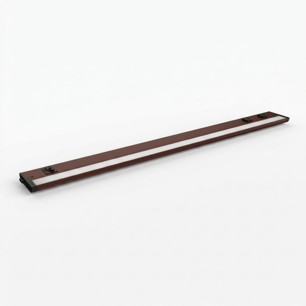 Bronze undercabinet LED light bar with slim black end caps