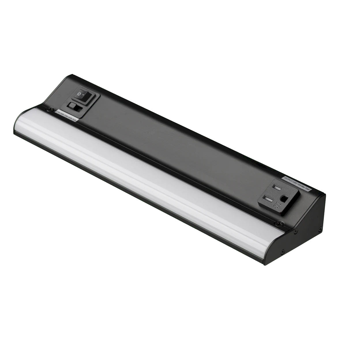 LED Courant 12" Under Cabinet LED Light with 15A Receptacle, Selectable CCT, 7.5 Watts, 120V, Black - Bees Lighting