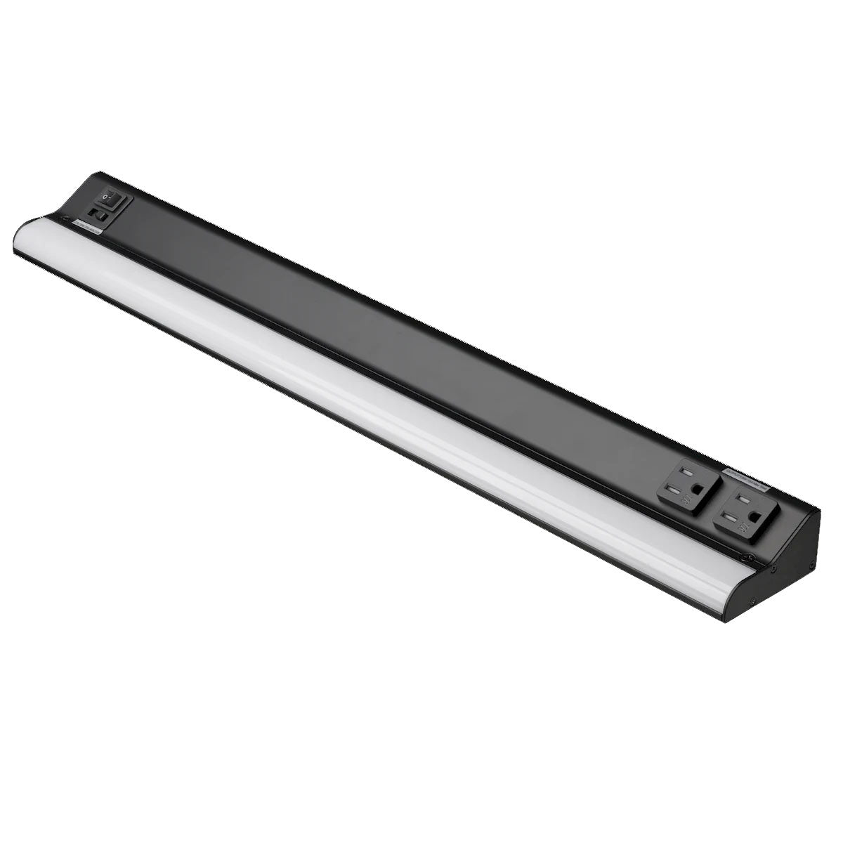 LED Courant 24" Under Cabinet LED Light with Two Receptacles, Selectable CCT, 15 Watts, 120V, Black - Bees Lighting