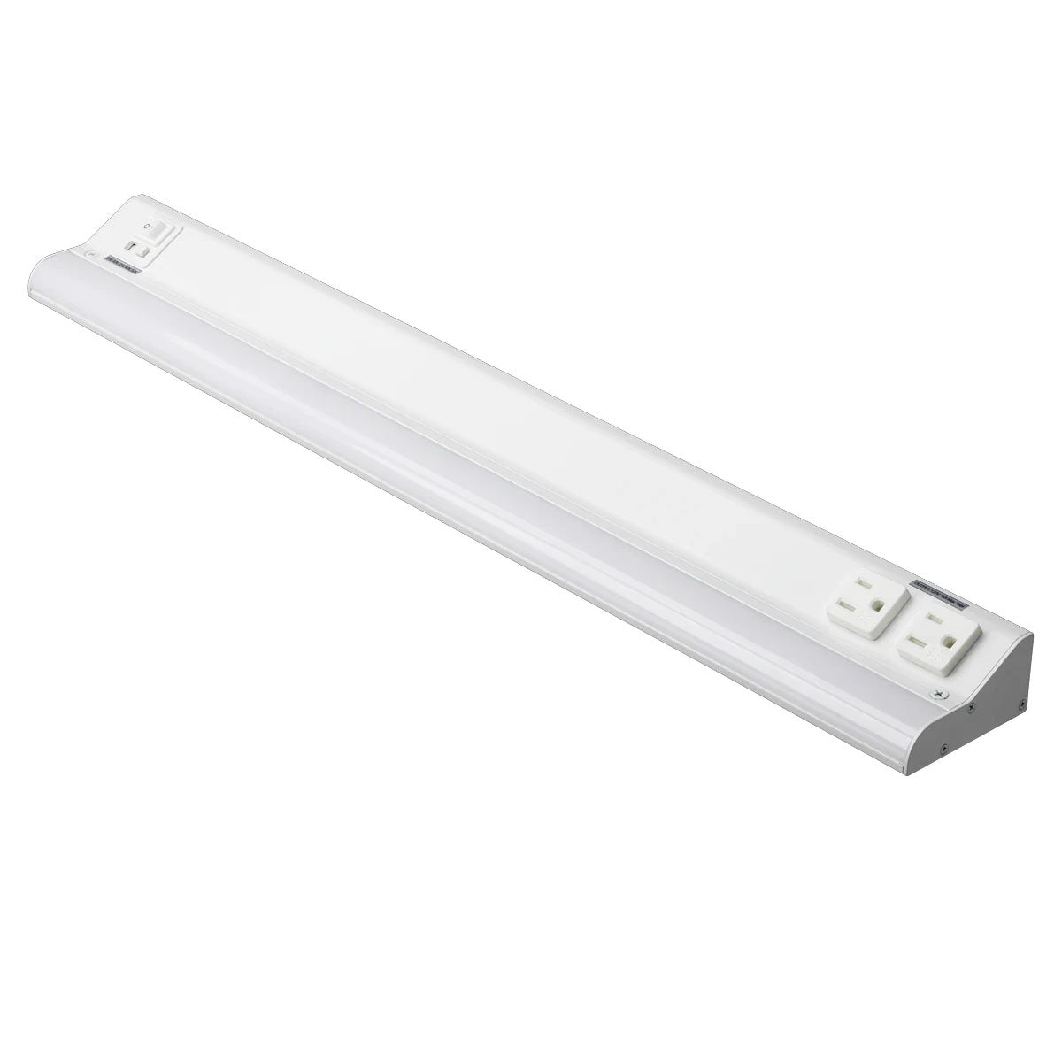 LED Courant 24" Under Cabinet LED Light with Two Receptacles, Selectable CCT, 15 Watts, 120V, White - Bees Lighting