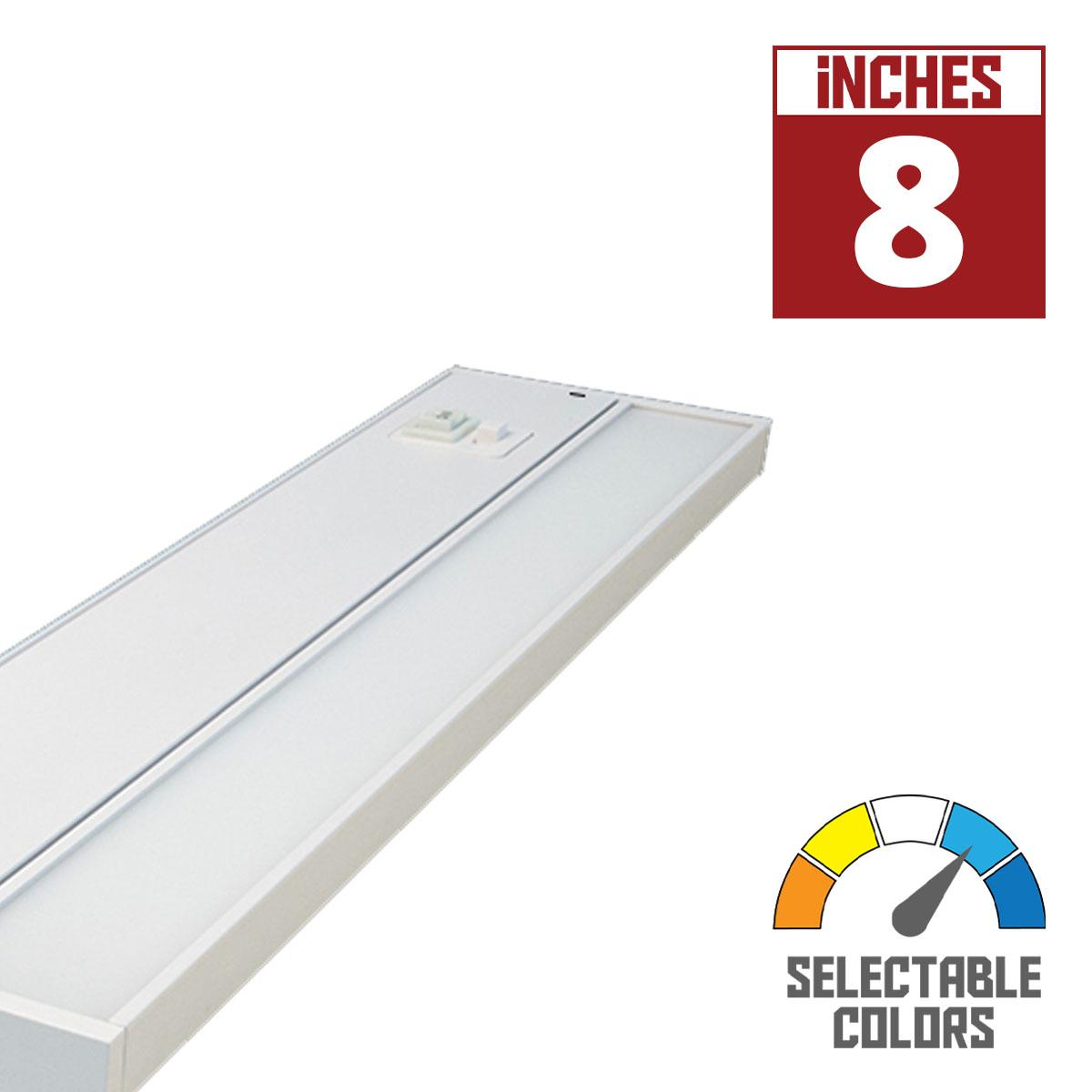 TunableTask 8 Inch Adjustable Kelvin LED Under Cabinet Lighting, 430 Lumens, 2700K to 5000K, 120V - Bees Lighting