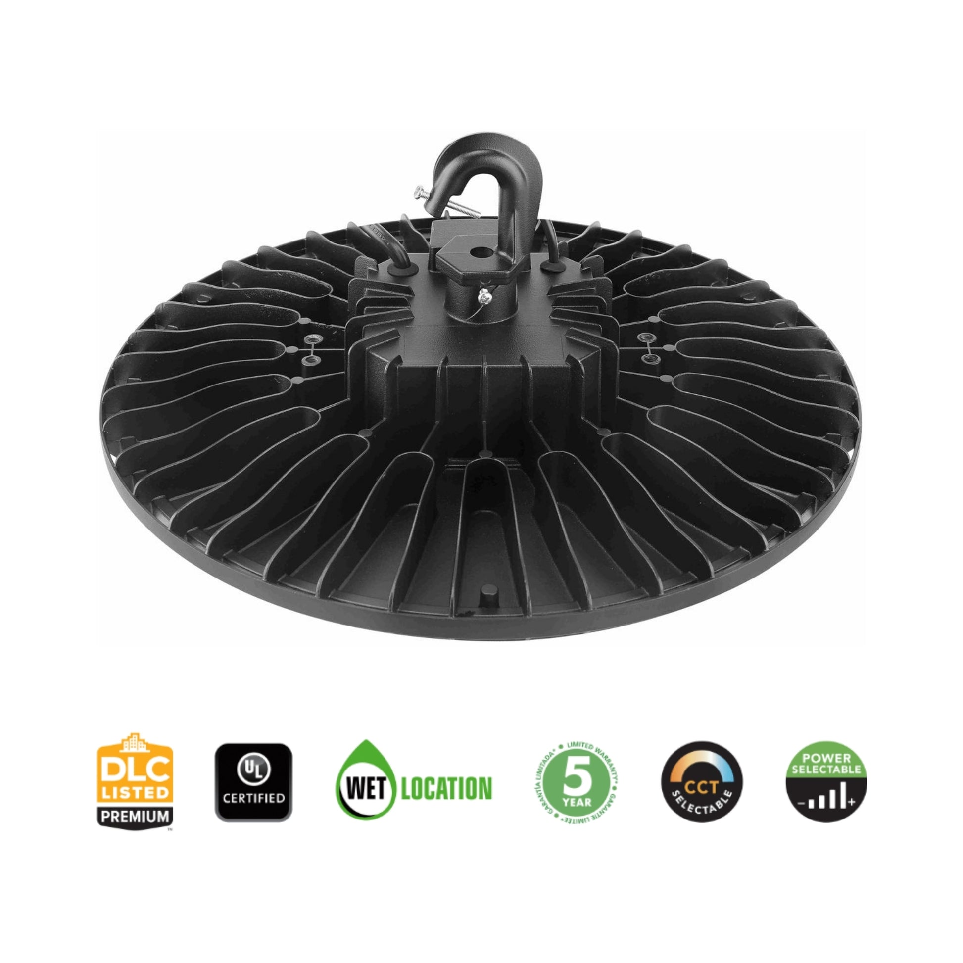 GLT - UFO High Bay Light, 150W, 24000 Lumens, 4000K/5000K, 120-277V, Black | Bees Lighting