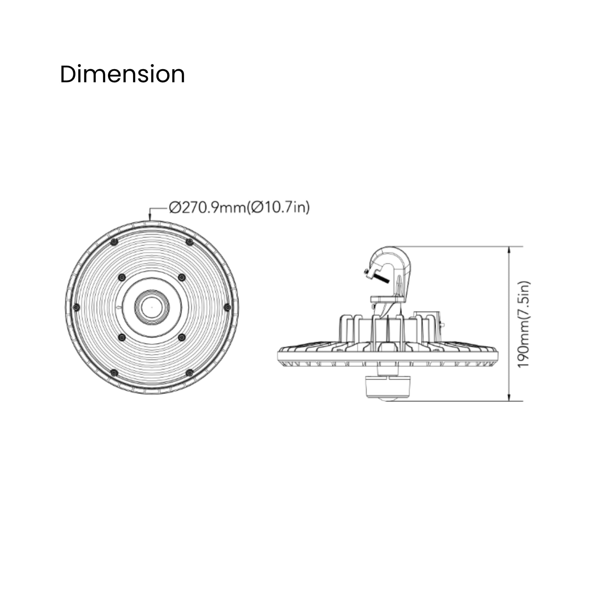 GLT - UFO High Bay Light, 150W, 24000 Lumens, 4000K/5000K, 120-277V, Black | Bees Lighting