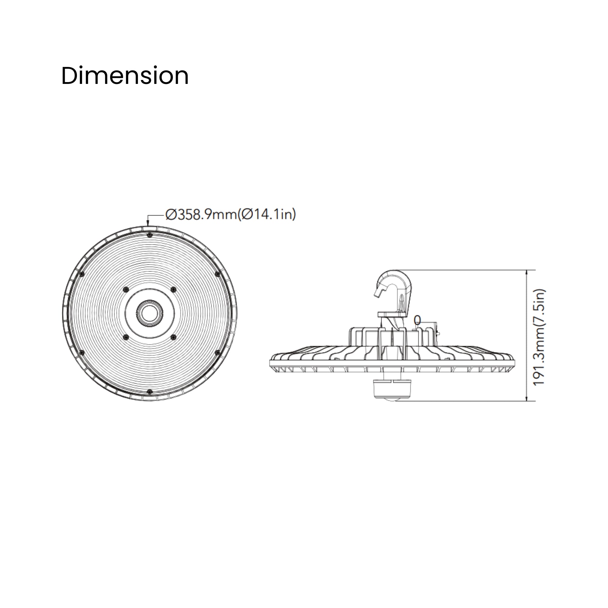 UFO High Bay Light, 240W, 36000 Lumens, 4000K/5000K, 120-277V, Black