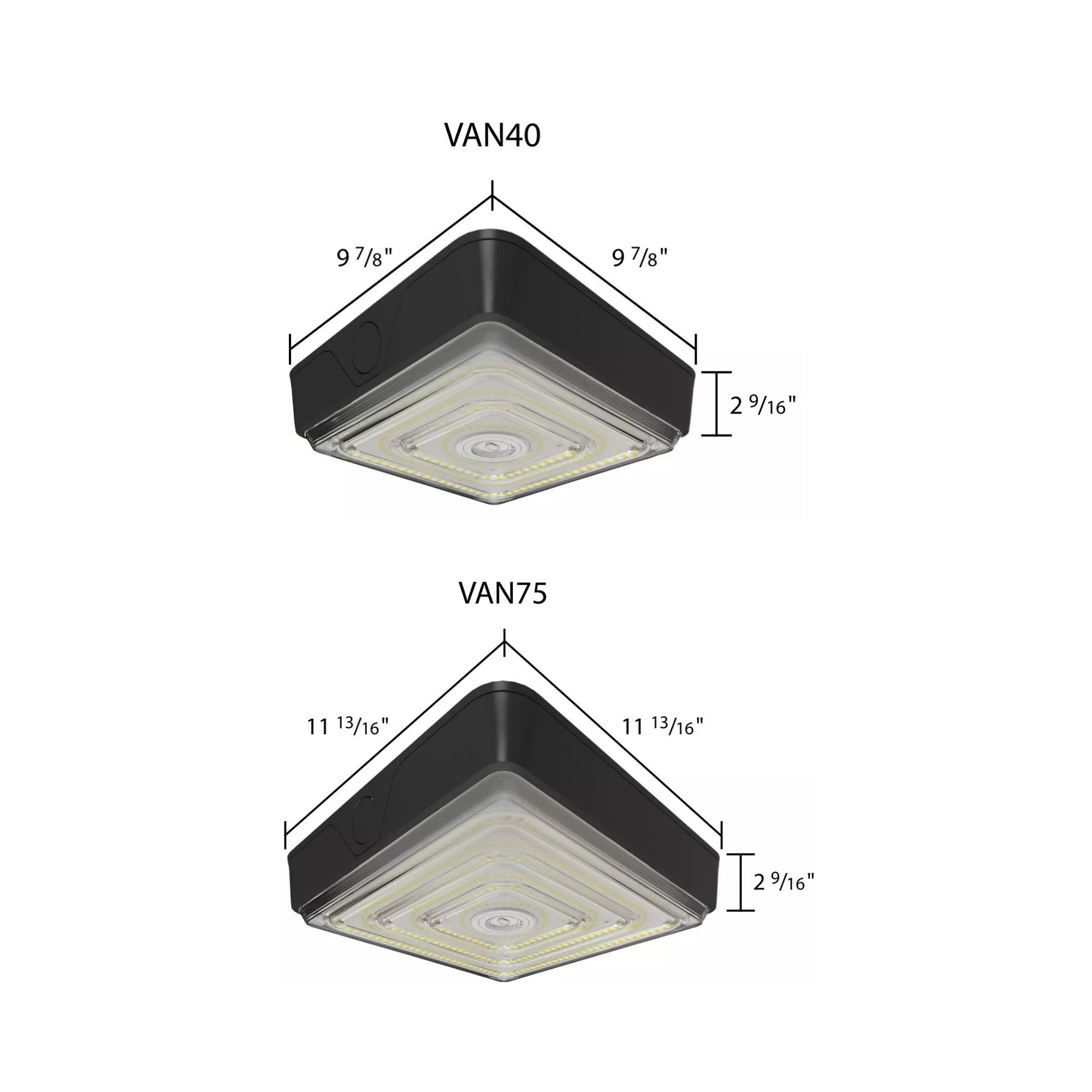 RAB VAN75 Adjustable Optics Canopy Light 11247 Lumens Selectable 75W-40W Selectable CCT 120-277V Surface Mount Bronze