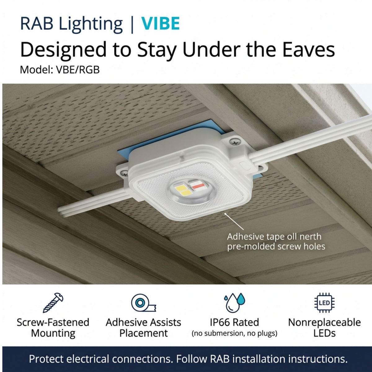RAB Lighting VIBE 150 ft Permanent Eave Lights Kit, RGBW, 2200-6500K, Lightcloud Blue
