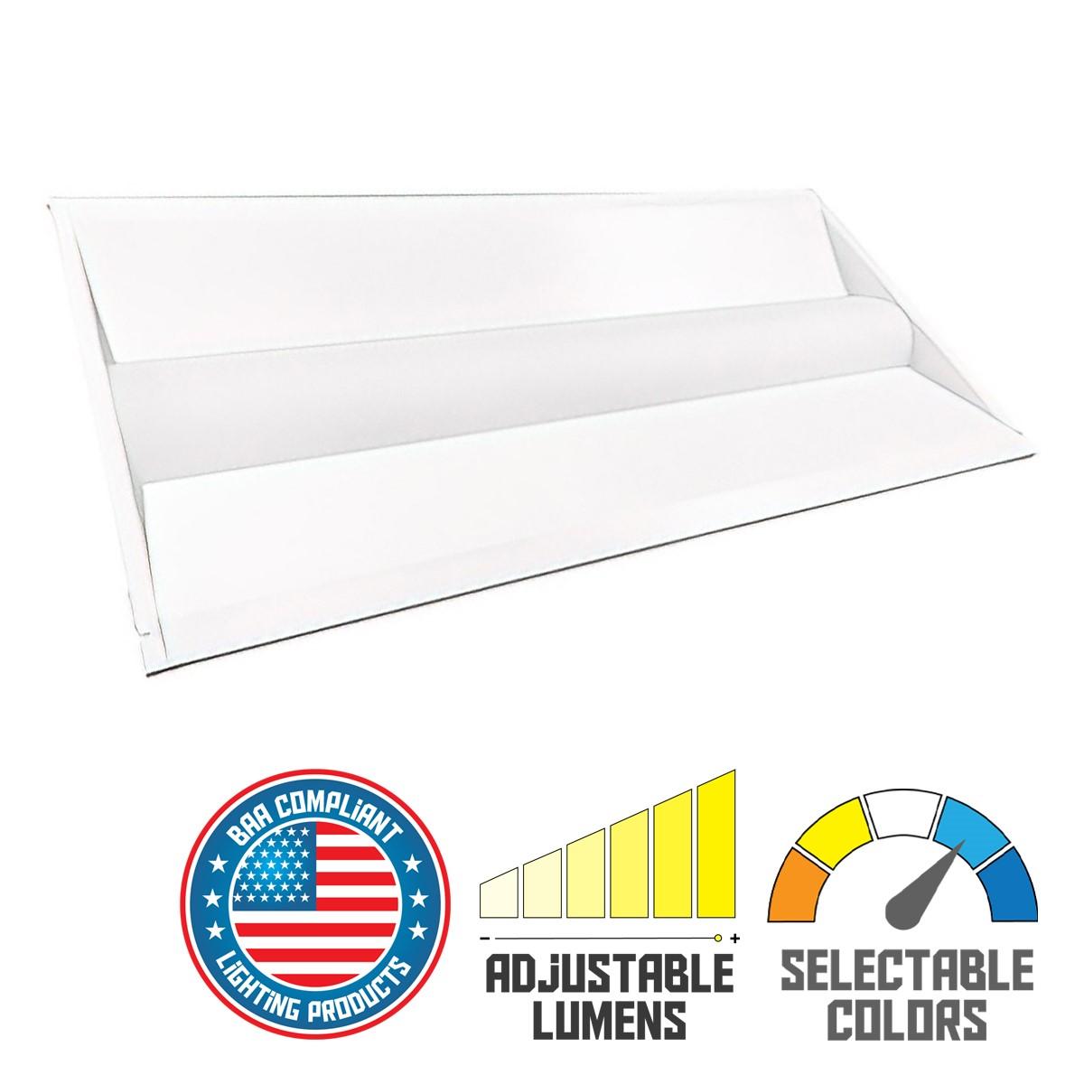 2x4 LED Troffer Retrofit, 34W, 3125/4250 Lumens, 35K/40K/50K, Center Basket - Bees Lighting