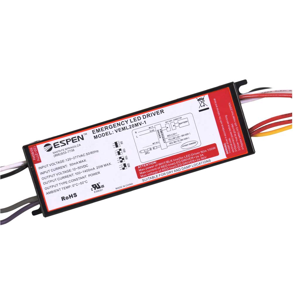 LED Emergency Drivers, 20 Watts, 12-50V DC Output - Bees Lighting