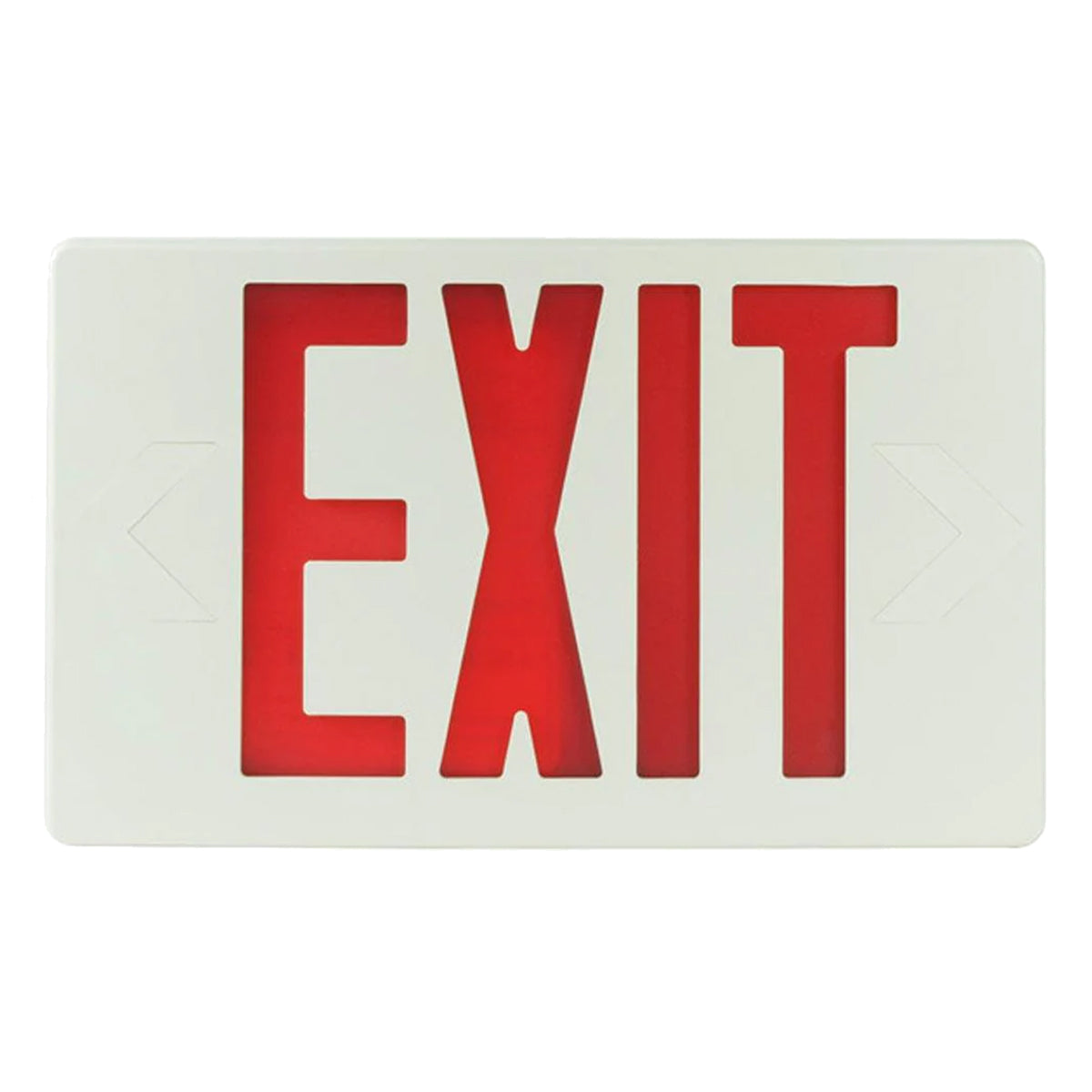 LED Exit Sign, Double Face with Red Letters, White Finish, Battery Backup Included, Remote Capable - Bees Lighting