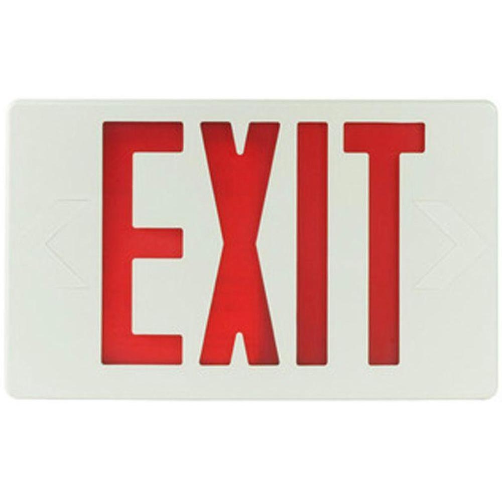 LED Exit Sign Double Face with Red Letters Battery Backup, White