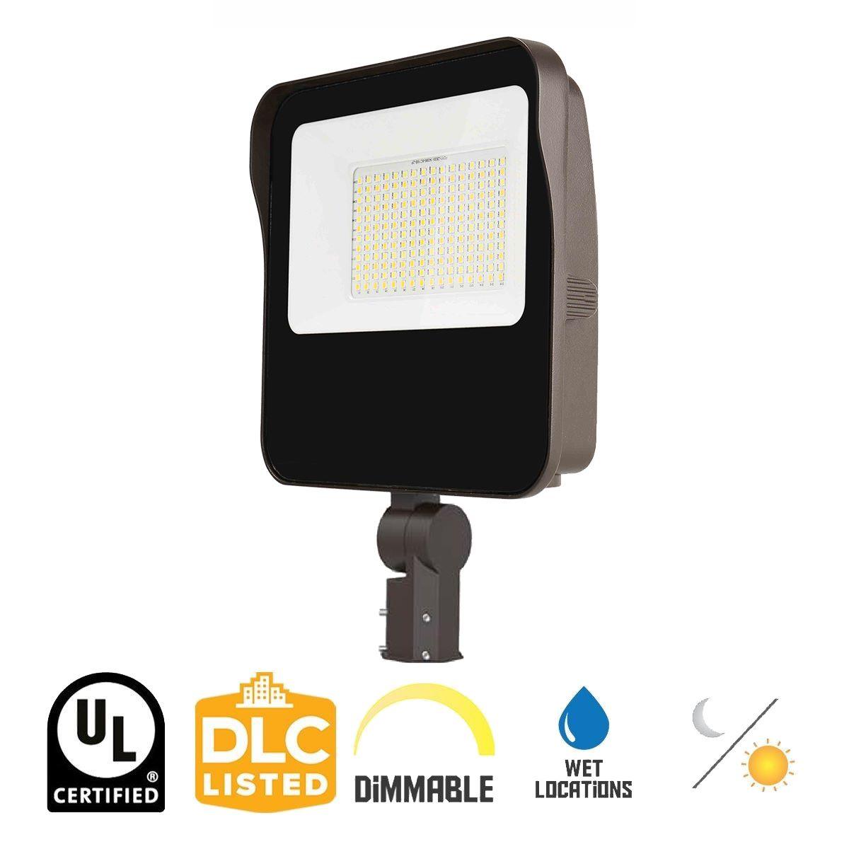 19,000 adjustable Lumens LED Flood Light With Photocell 120W 30K/40K/50K 120-277V Slipfitter