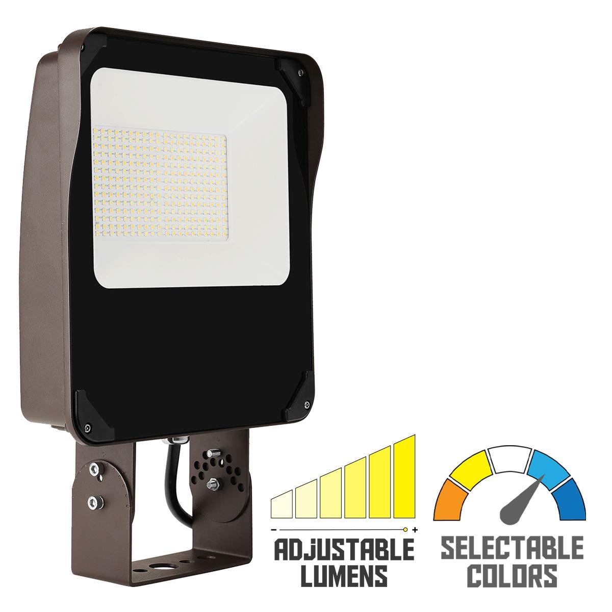 9,700 adjustable Lumens LED Flood Light With Photocell, 65W 30K/40K/50K, 120-277V, Trunnion
