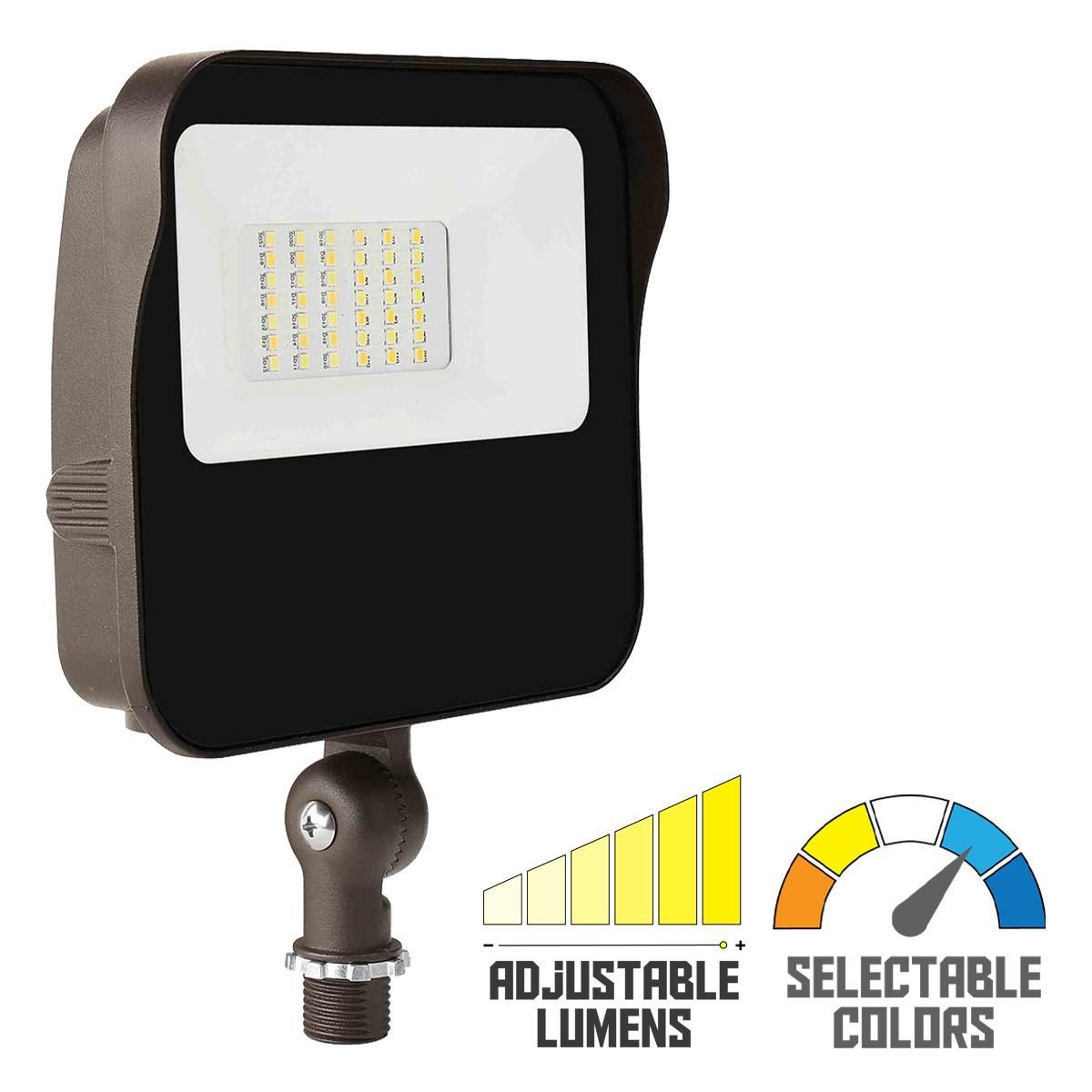 3,800 Adjustable Lumens LED Flood Lights With Photocell 27 Watts 30K/40K/50K 120-277V Knuckle