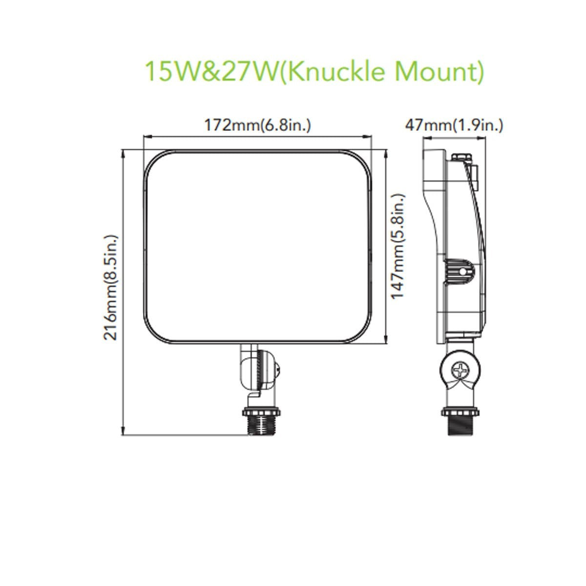 LED Flood Lights, 3800 Lm, 27W, 30K|40K|50K, Knuckle, 120-277V - Bees Lighting