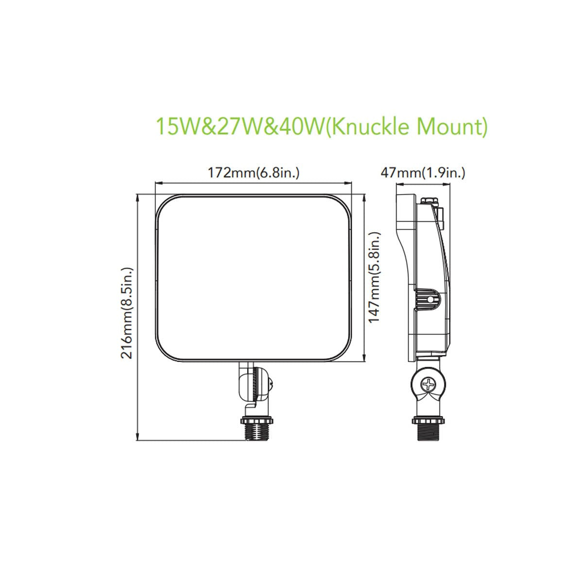 LED Flood Light, 5800 Lumens, 40 Watts, 5000K, Knuckle, 120-277V - Bees Lighting
