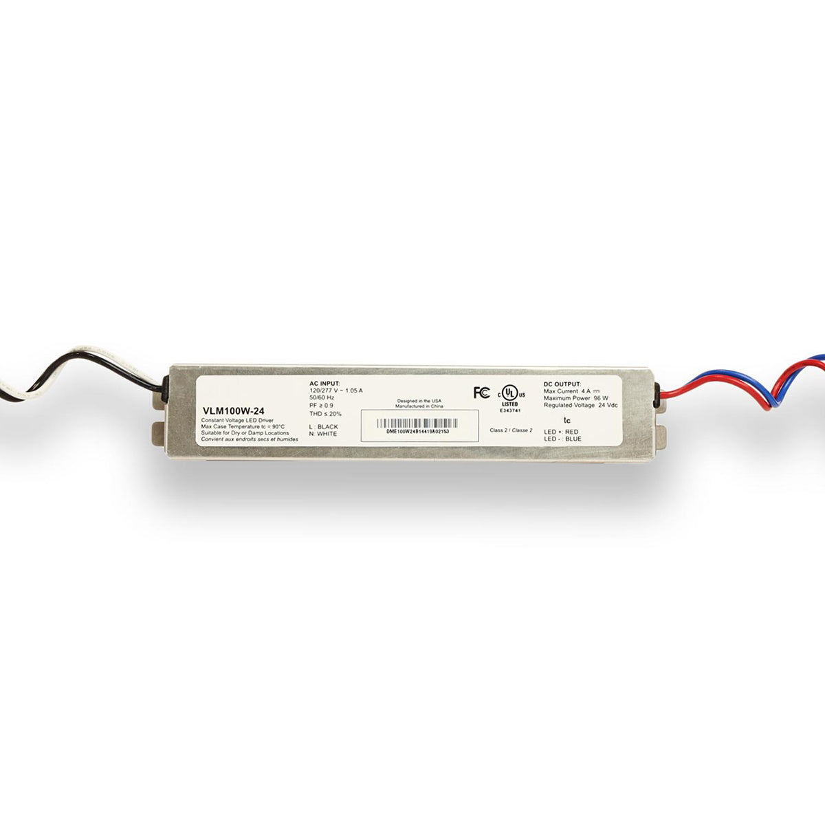 Diode LED VLM Constant Voltage Driver 24V DC 100W 120-277V AC Input