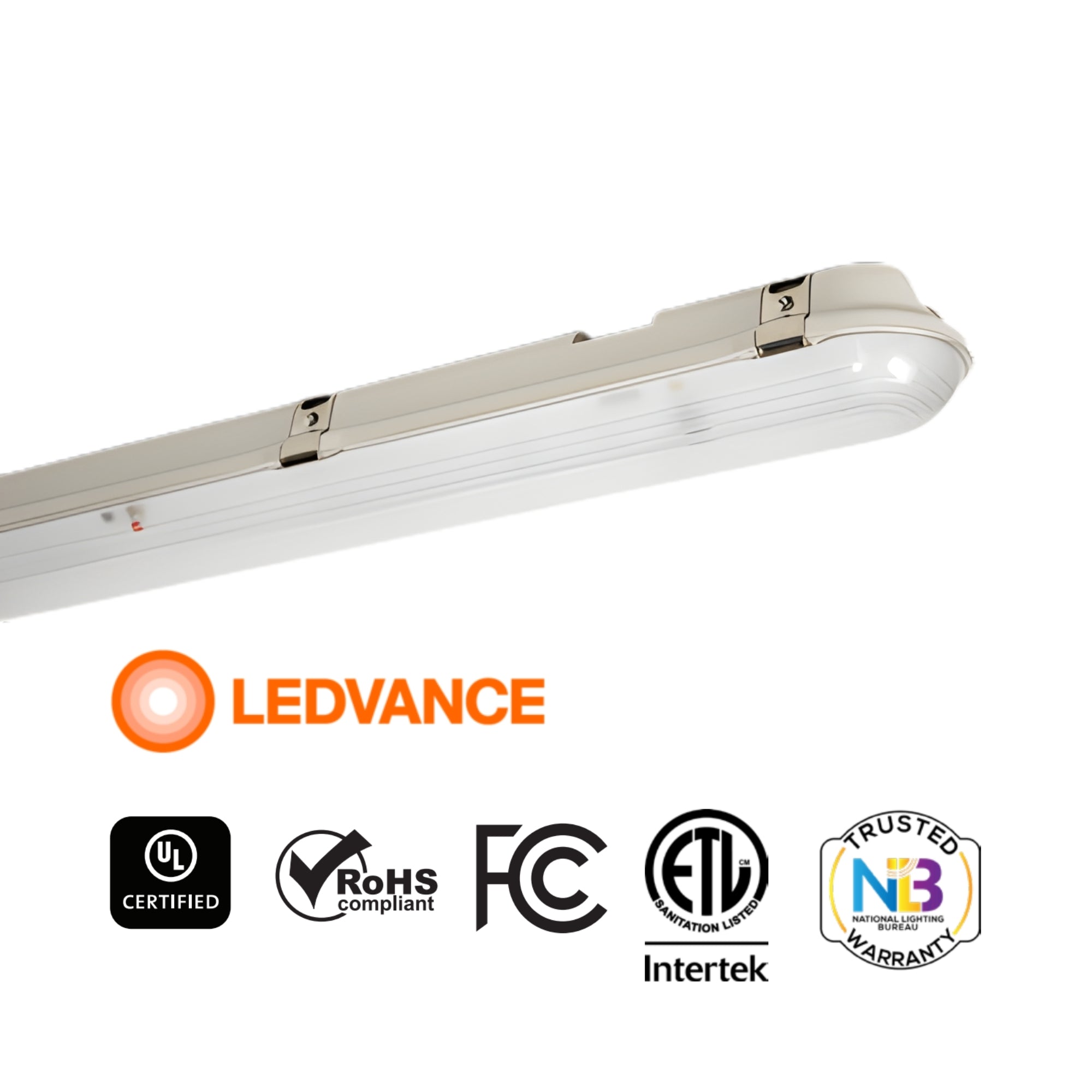 2ft LED Vapor Tight Light, 25W, 3100 Lumens, 5000K, 120-277V, Motion Sensor