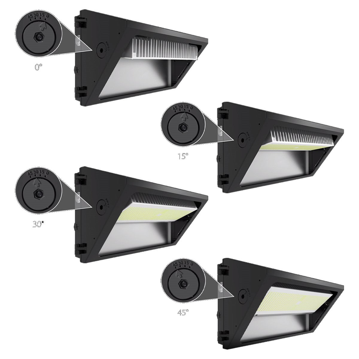 LED Standard Wall Pack With Photocell, 21000 Lumens, 75-150 Adjustable Wattage, Selectable CCT 30K/40K/50K, 120/277V, Adjustable Throw - Bees Lighting