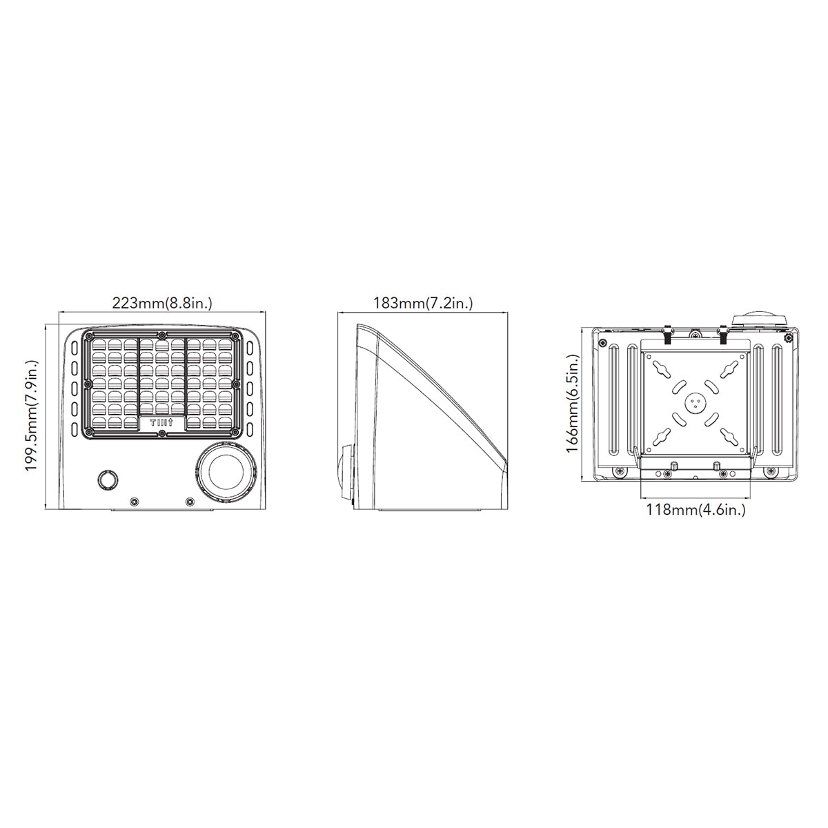 LED Cutoff Wall Pack, 45W, 7000 Lm, 30K/40K/50K, 120-277V - Bees Lighting