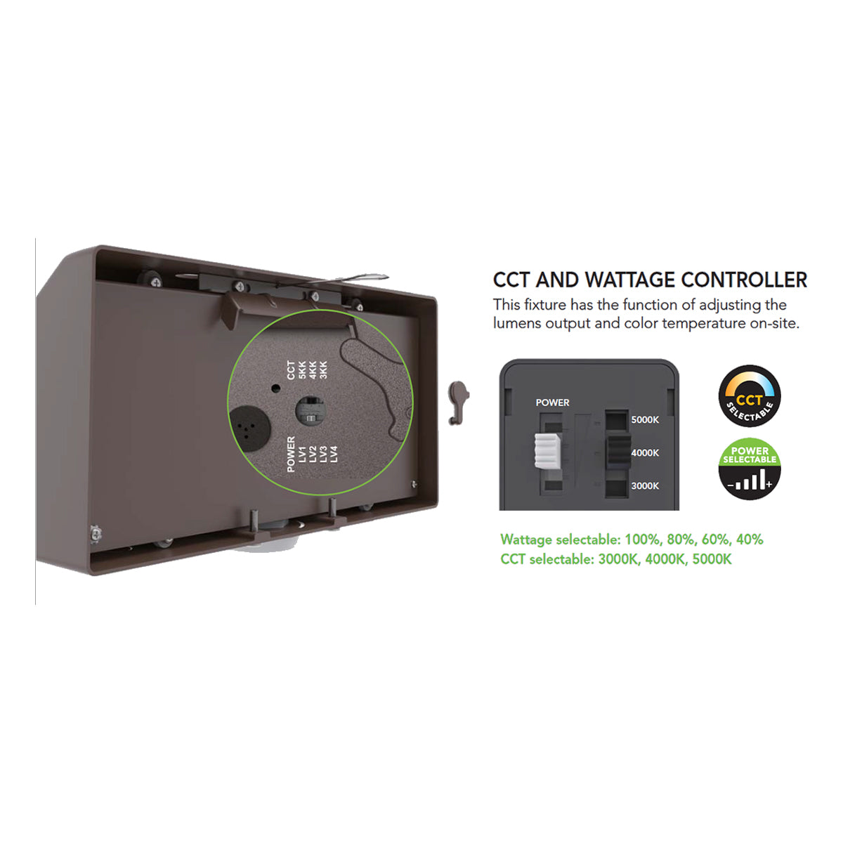 LED Cutoff Wall Pack, 95W, 15000 Lm, 30K/40K/50K, 120-277V - Bees Lighting