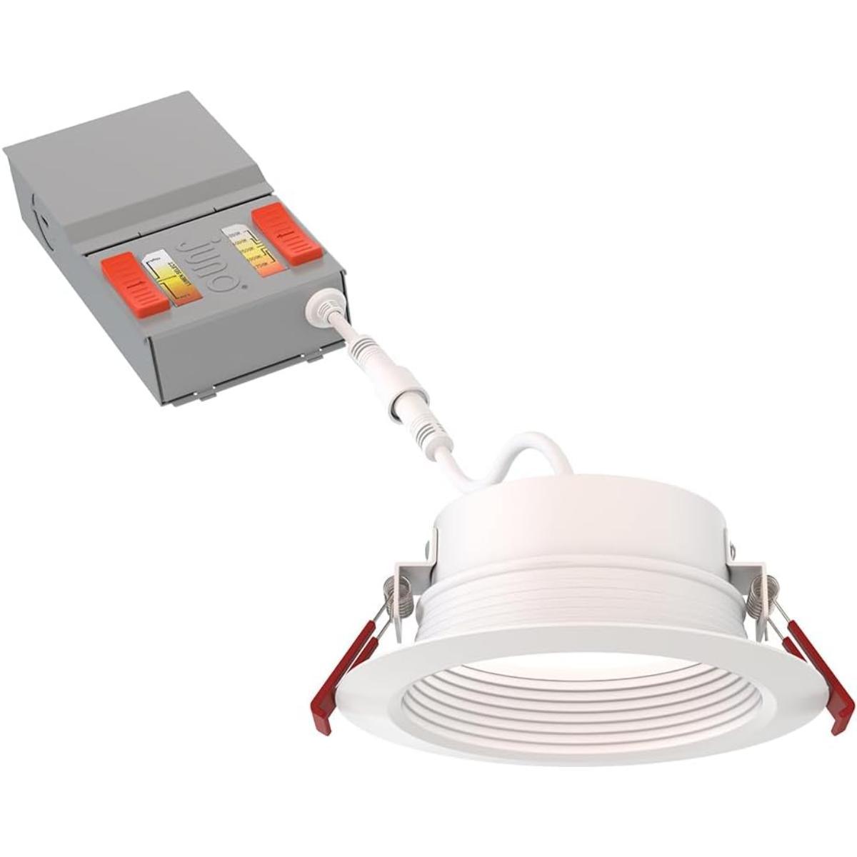 4 inch Wafer Canless LED Recessed Light, 14.5 Watt, 1100 Lumens, Selectable CCT, 2700K to 5000K, Baffle Trim - Bees Lighting