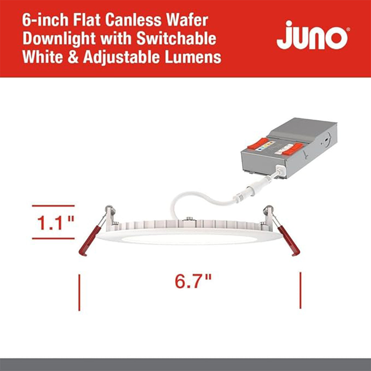 6" Wafer Flat LED Recessed Light, 16W, 1300 Lumens, Selectable CCT - Bees Lighting
