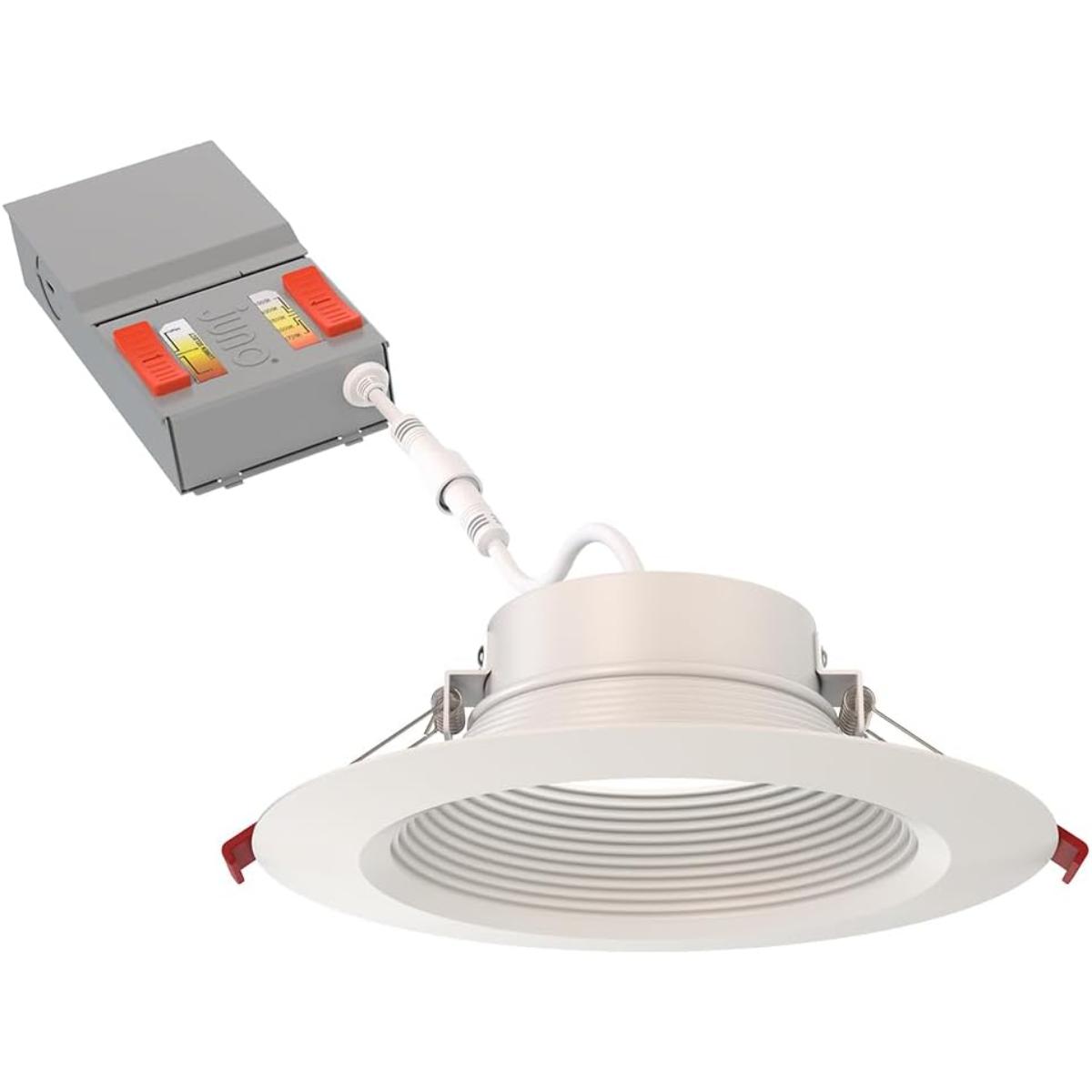 6 inch Wafer Canless LED Recessed Light, 16 Watt, 1300 Lumens, Selectable CCT, 2700K to 5000K, Baffle Trim - Bees Lighting