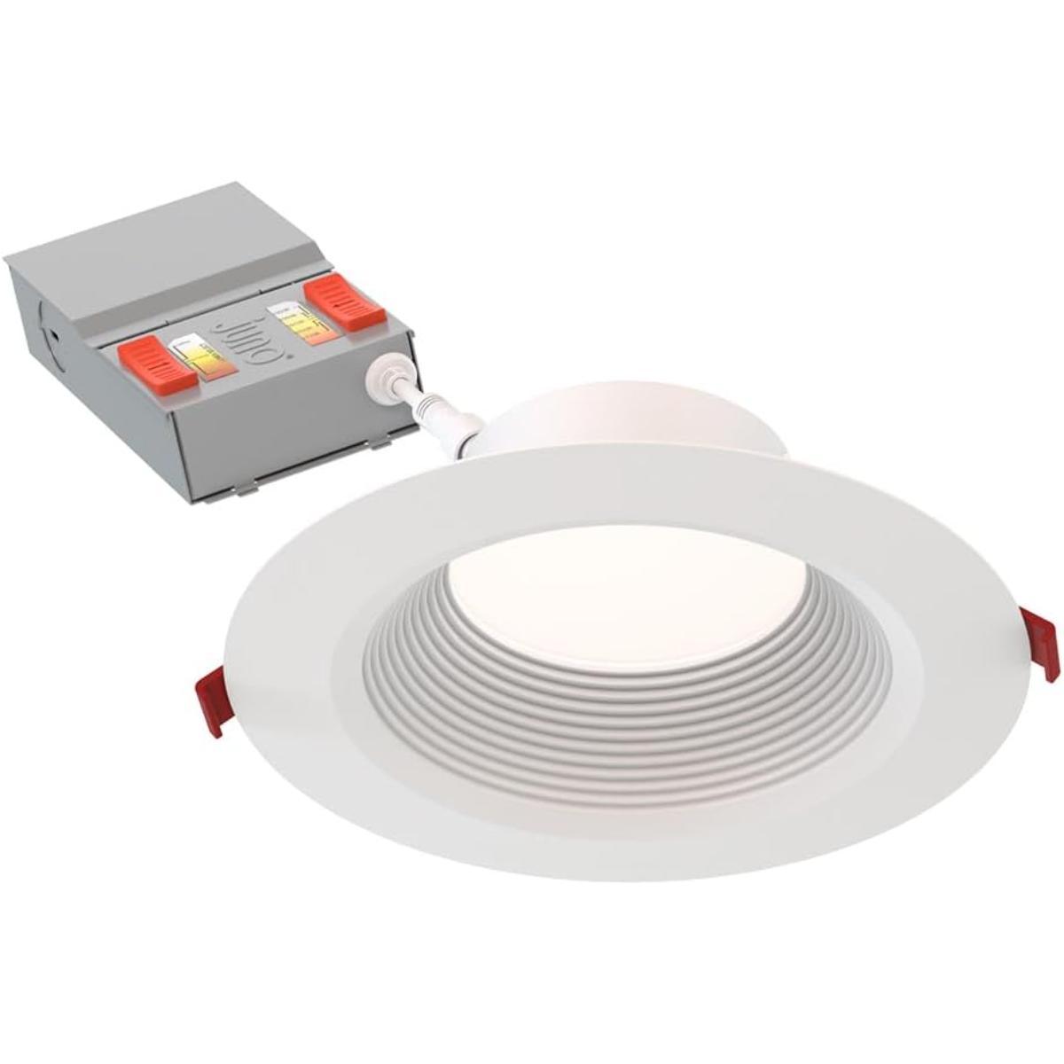 6 inch Wafer Canless LED Recessed Light, 16 Watt, 1300 Lumens, Selectable CCT, 2700K to 5000K, Baffle Trim