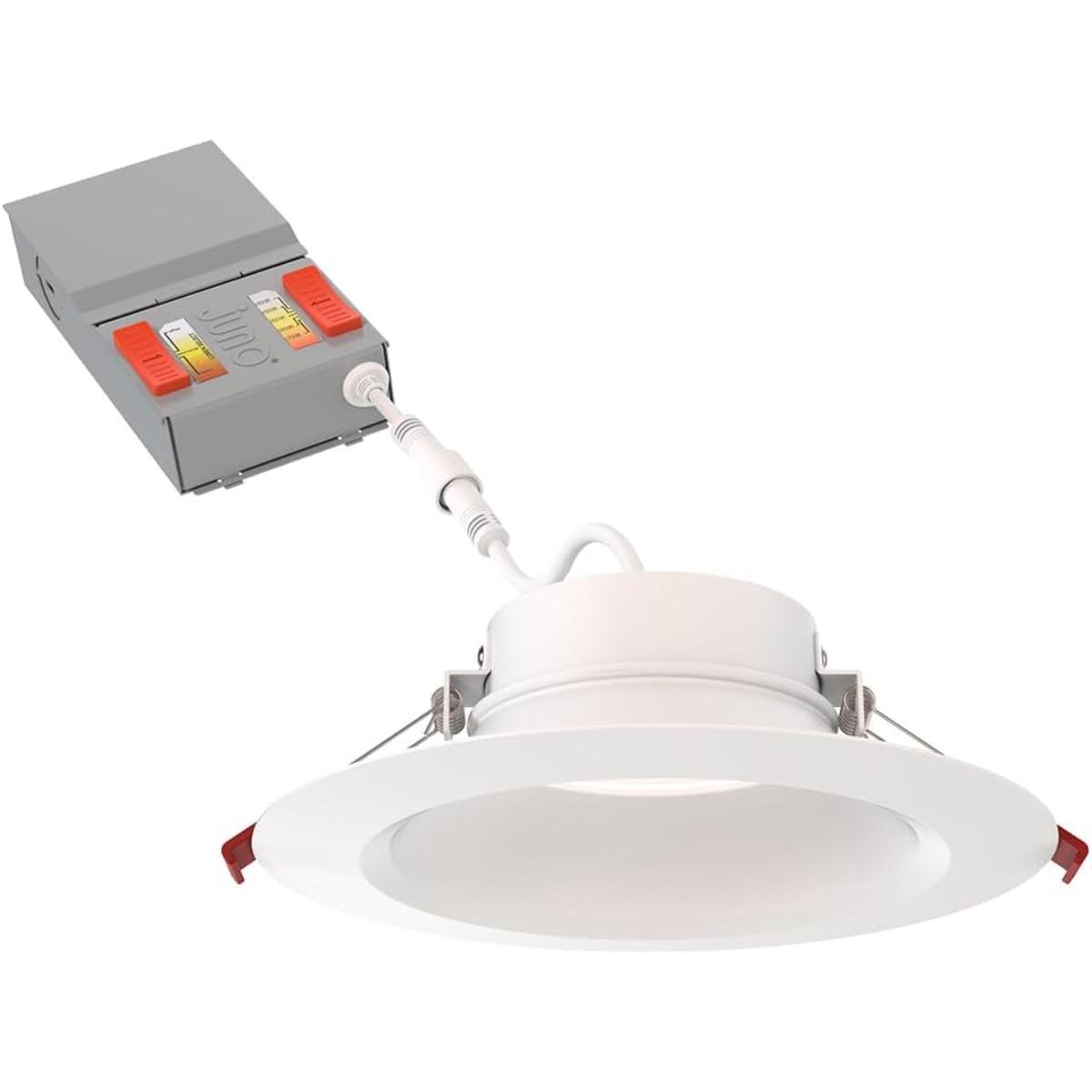 6 inch Wafer Canless LED Recessed Light, 16 Watt, 1300 Lumens, Selectable CCT, 2700K to 5000K, Smooth Trim - Bees Lighting
