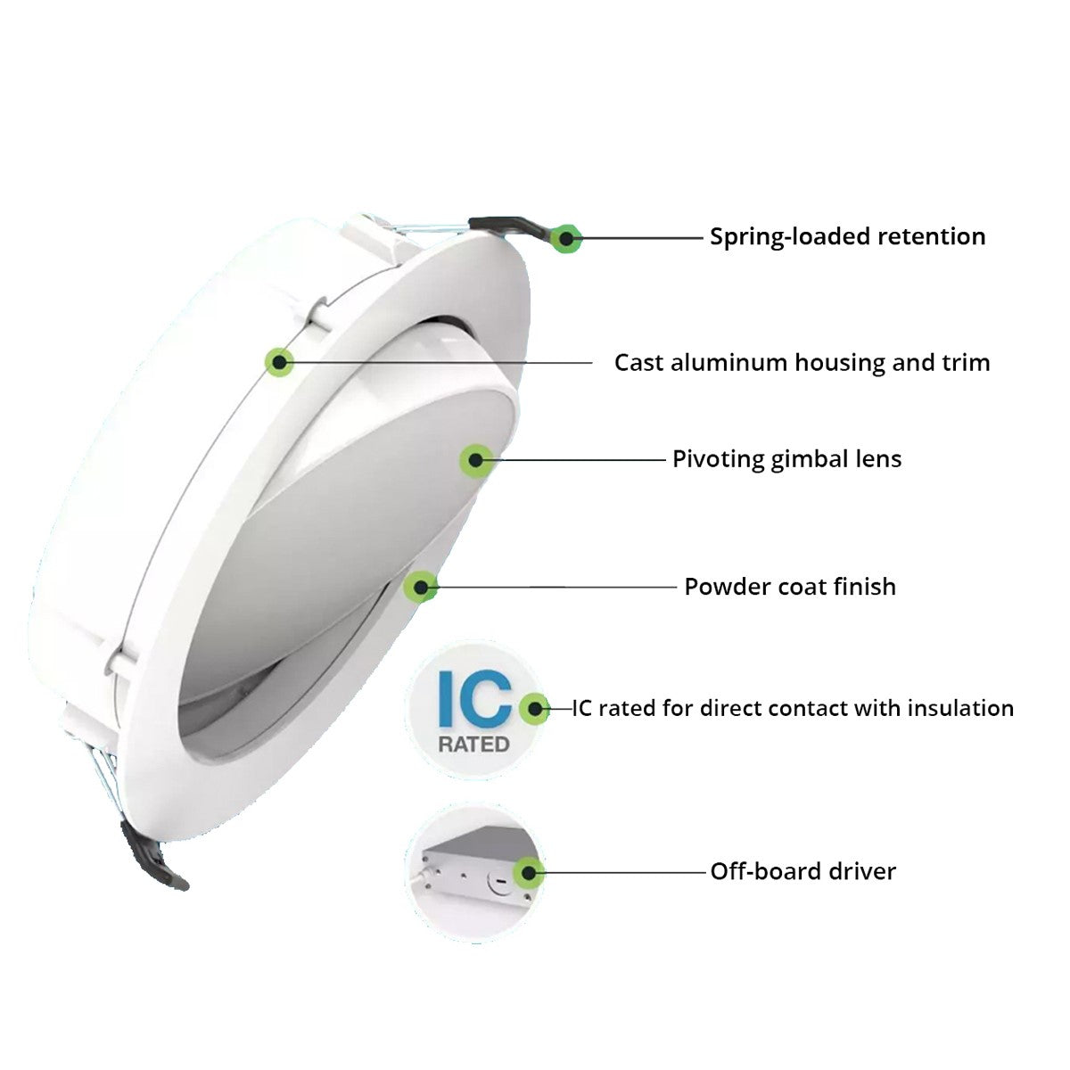 RAB WFRLA CCT-Adjustable Back-Lit Gimbal Wafer Downlight - Bees Lighting