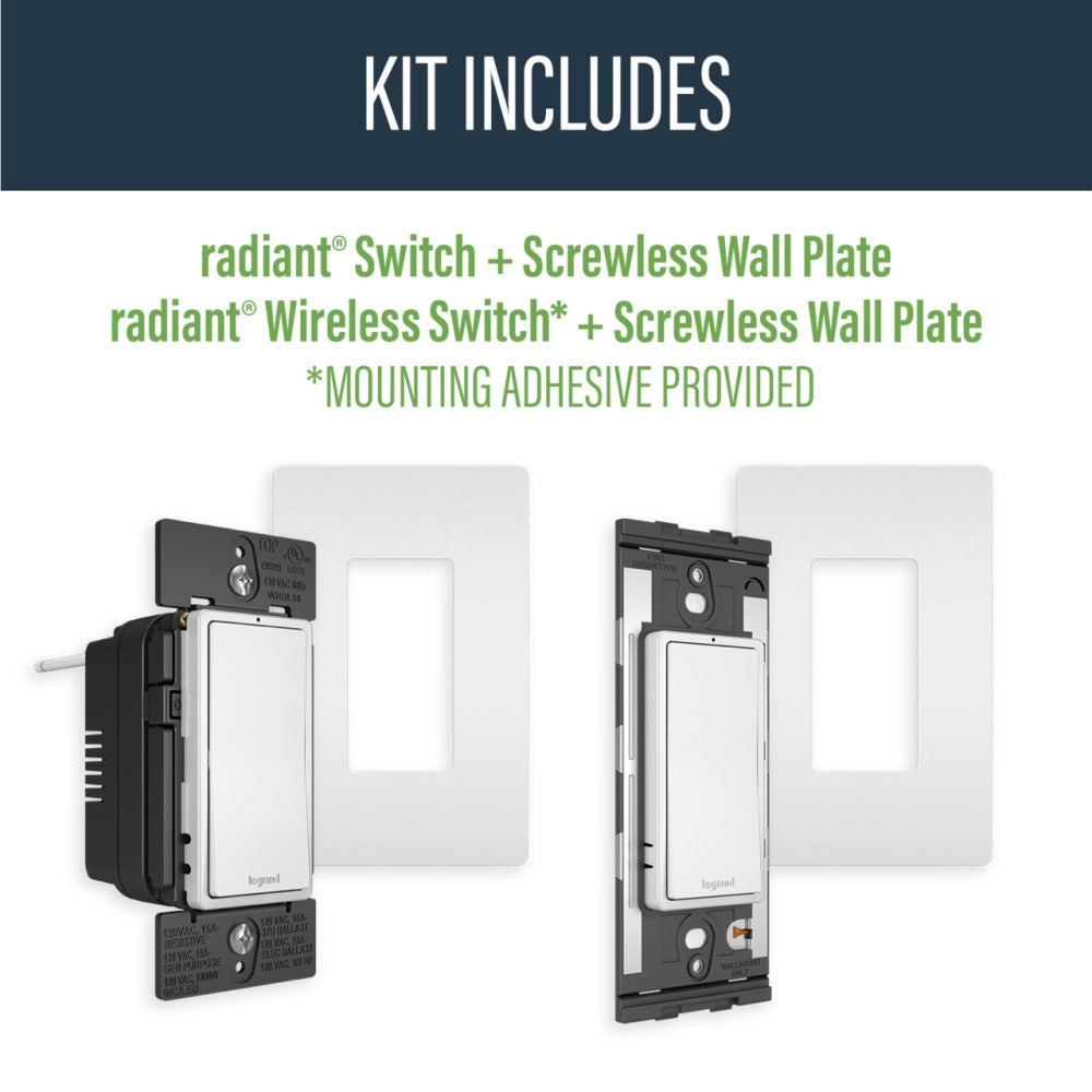 Radiant 3-Way Rocker Light Switch Kit White