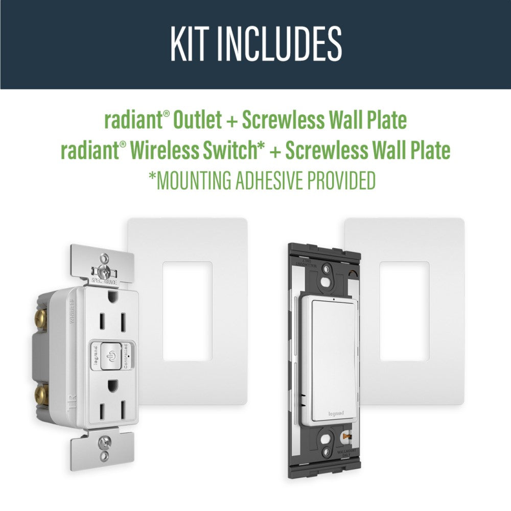 radiant Easy Switched Outlet Kit, 15A, White - Bees Lighting