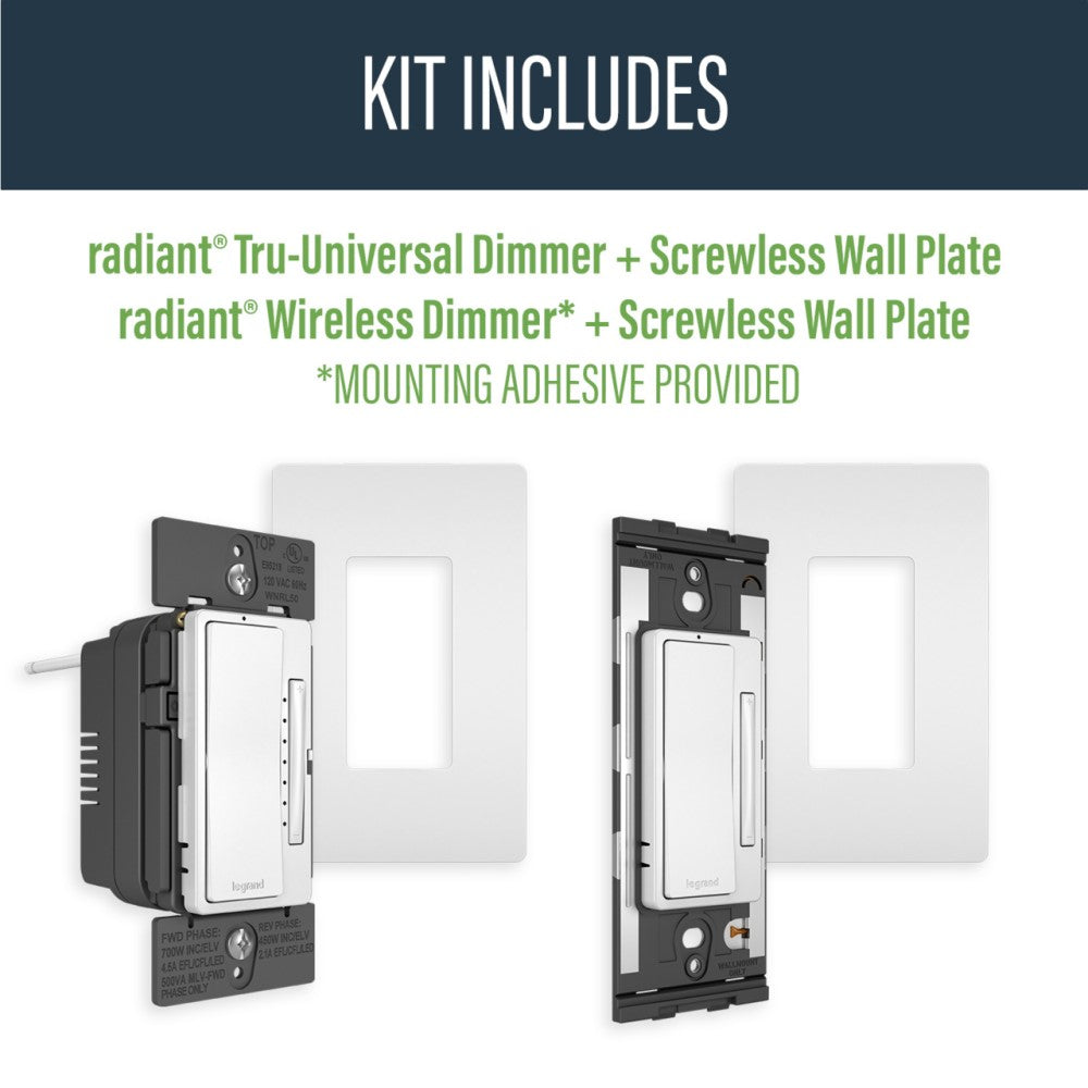 radiant Easy 3-Way Dimmer Kit, 450W LED, 700W ELV, White - Bees Lighting