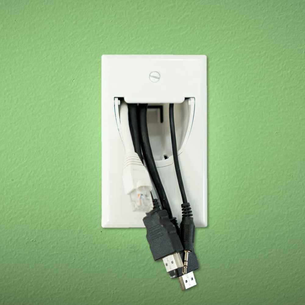 On-Q Hinged Bullnose Wall Plate, Single Gang, White - Bees Lighting