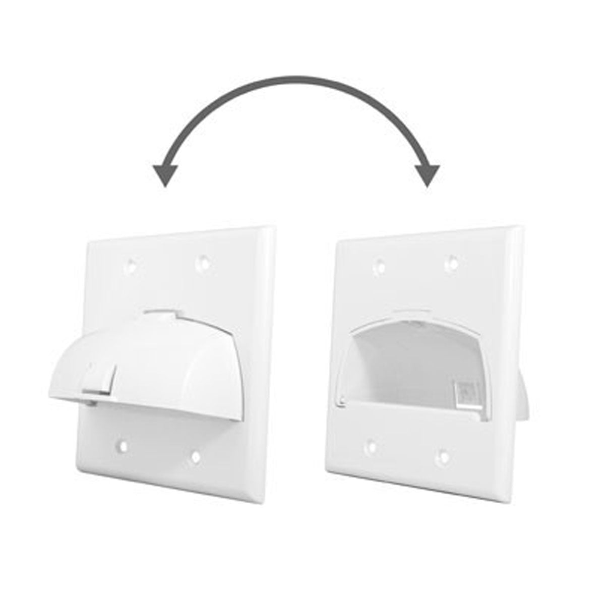 On-Q Hinged Bullnose Wall Plate, Double Gang, White - Bees Lighting