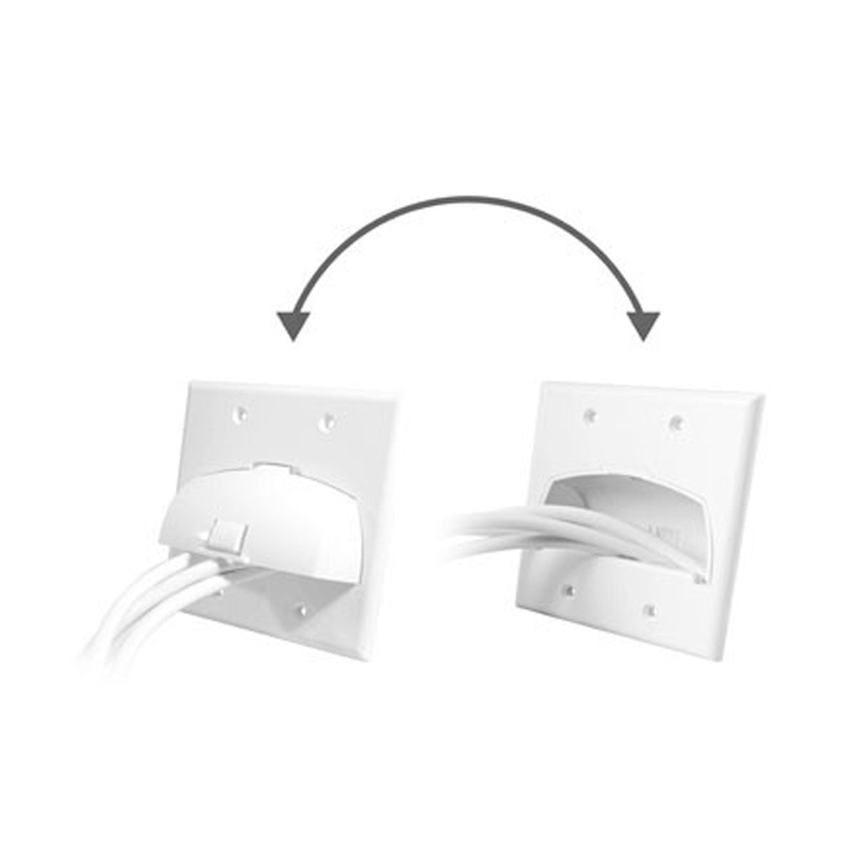 On-Q Hinged Bullnose Wall Plate, Double Gang, White - Bees Lighting