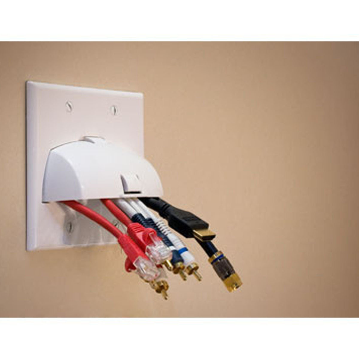 On-Q Hinged Bullnose Wall Plate, Double Gang, White - Bees Lighting