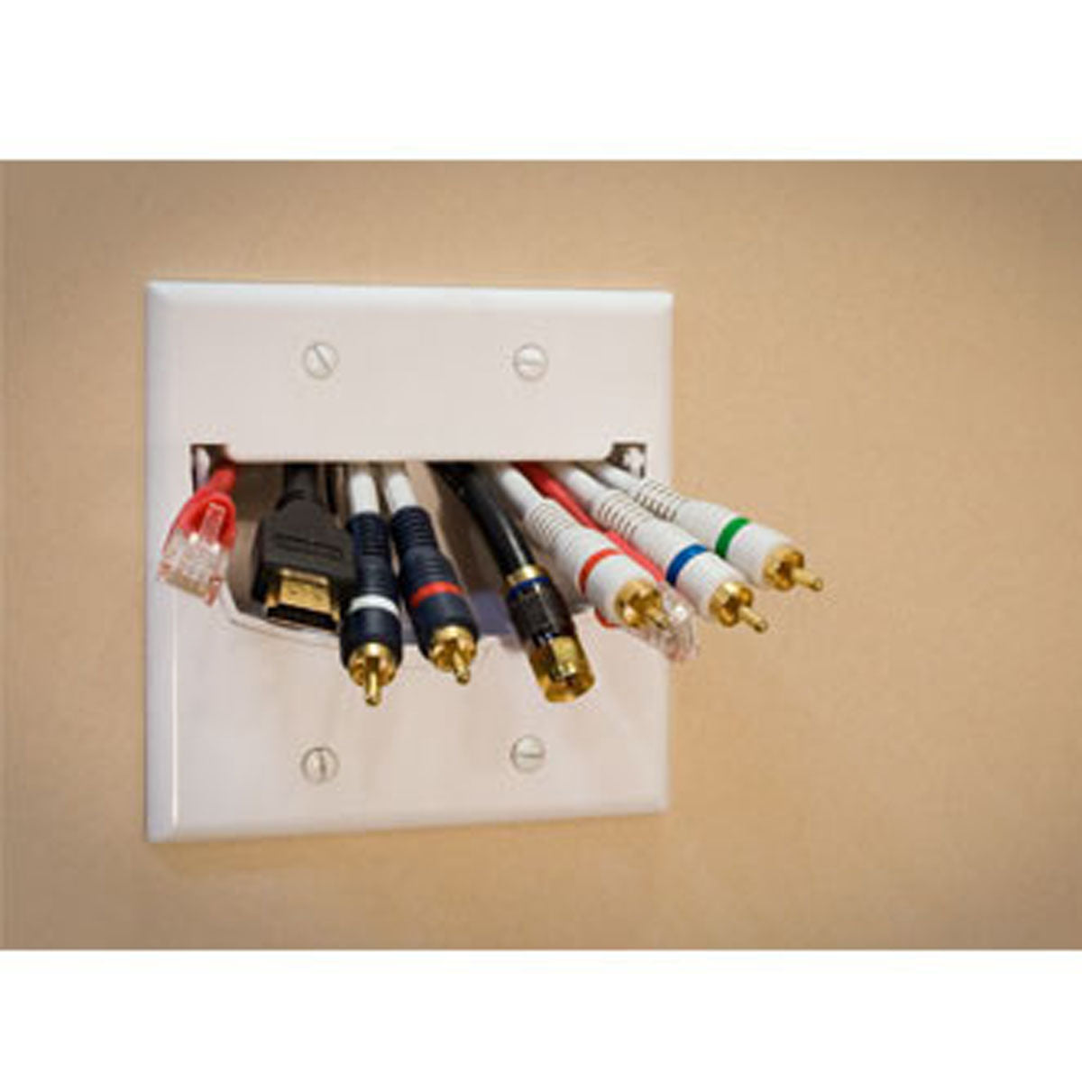 On-Q Hinged Bullnose Wall Plate, Double Gang, White - Bees Lighting