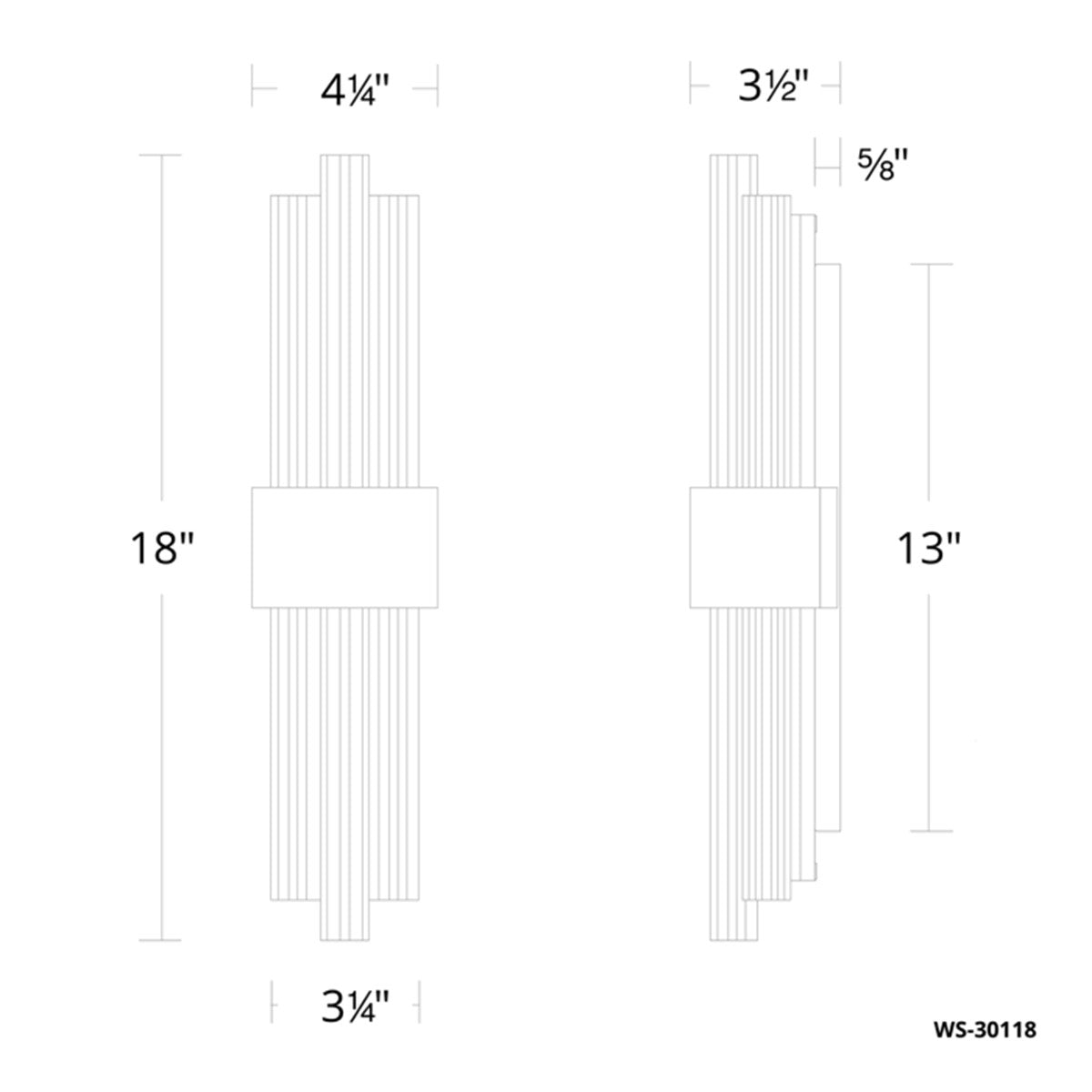Luzerne 18" LED Wall Light, Brushed Nickel Finish - Bees Lighting