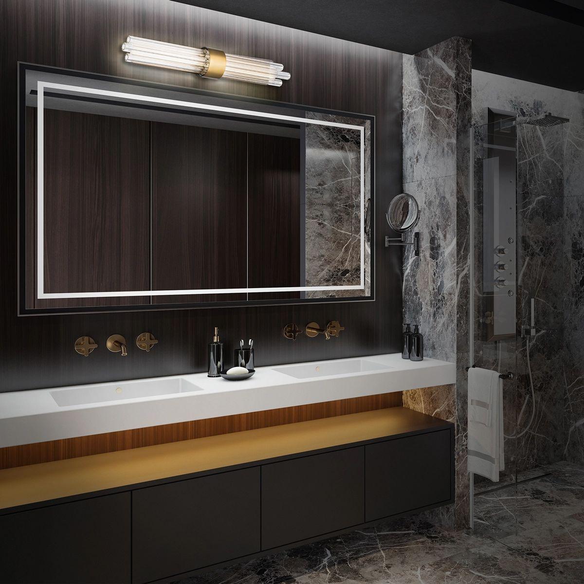 Luzerne 28" LED Bath Light, Aged Brass Finish - Bees Lighting