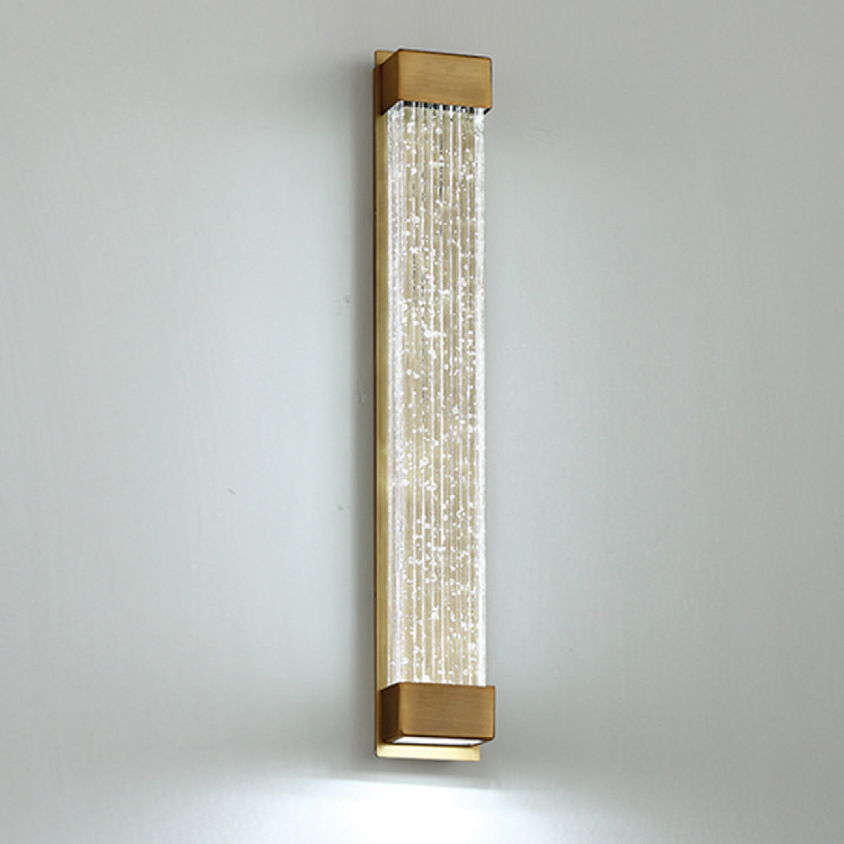 Tower 14" Aged Brass Crystal LED Wall Sconce, 800 Lm, 3500K