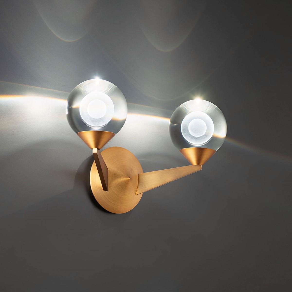 Double Bubble 15" LED Wall Sconce, Aged Brass Finish - Bees Lighting