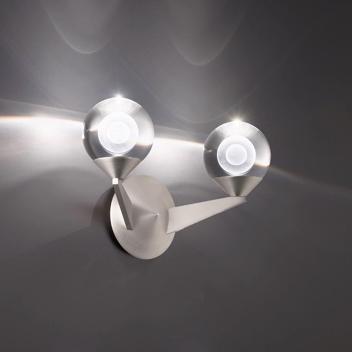 Double Bubble 14 in. LED Armed sconce Satin Nickel finish - Bees Lighting